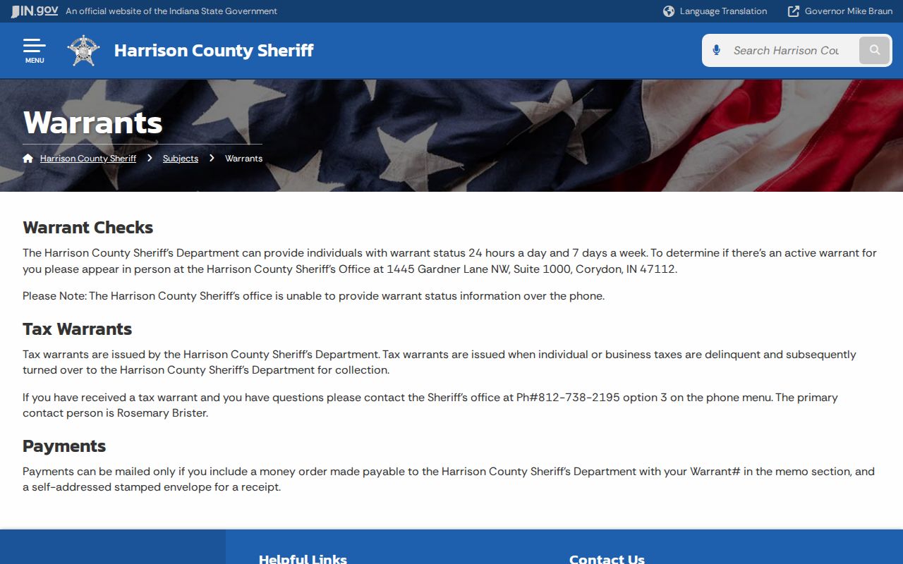 Harrison County Sheriff warrant status procedure