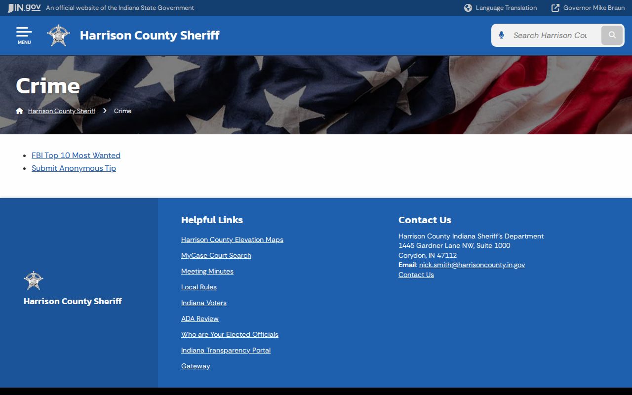 Harrison County Sheriff crime resources and wanted-list link